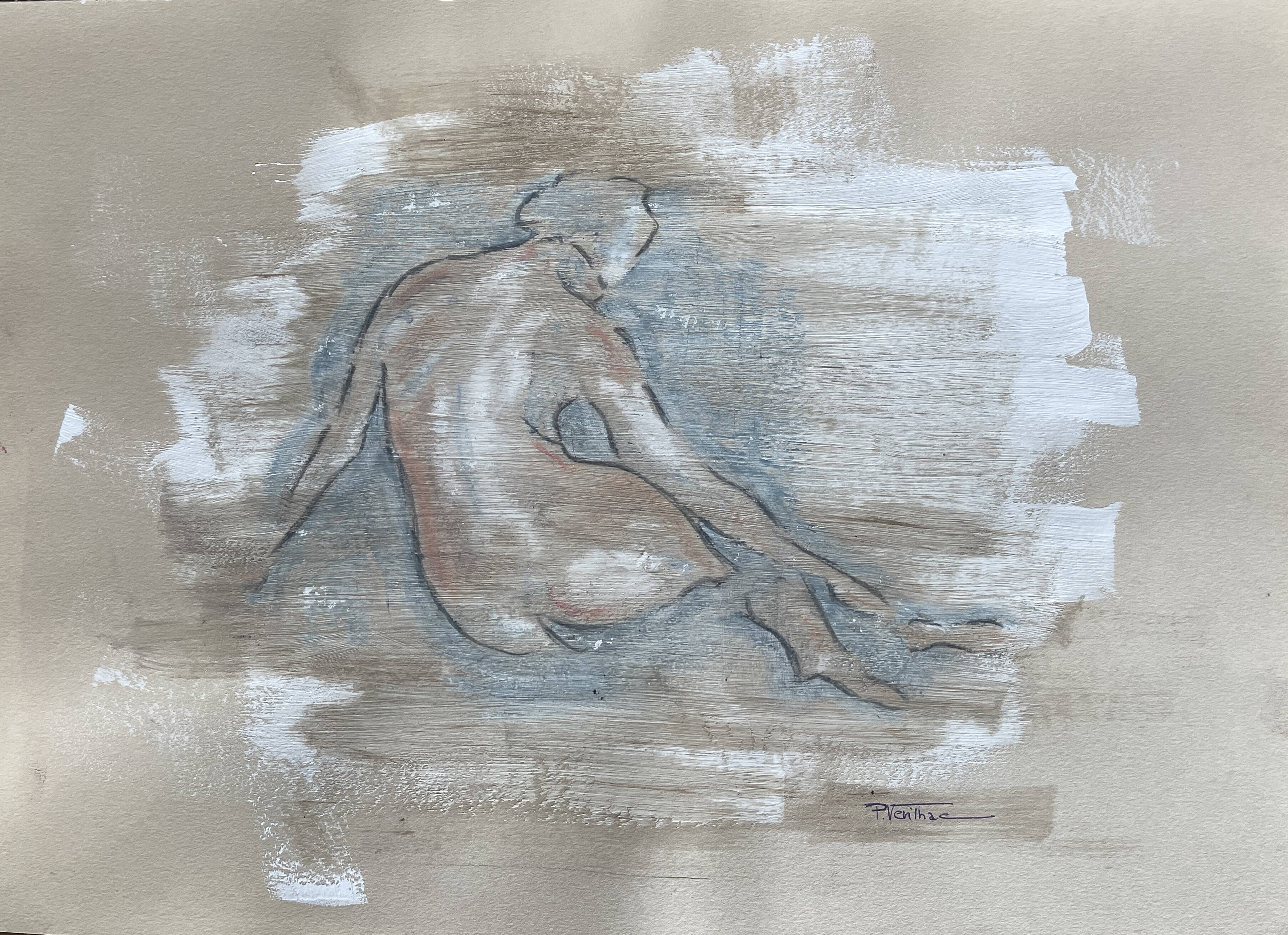 Charcoal painting on natural paper