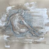 Charcoal painting on natural paper