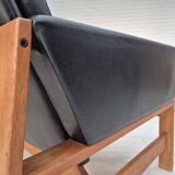 1960s, Danish 2-seater sofa in original condition, furniture leather, solid oak wood.