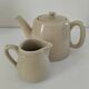 Duo teapot and milk jug in greige ceramic – Vintage bistro style