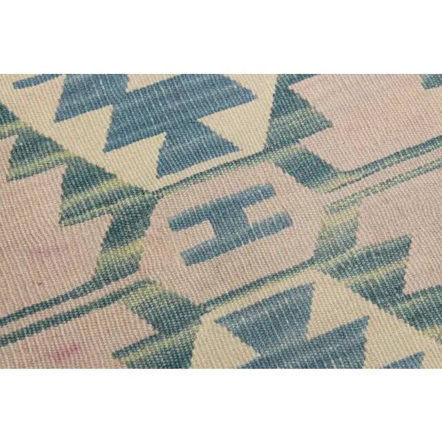 1970s Vintage Turkish Oushak Handmade Wool Cotton Pink Runner Rug 93x176