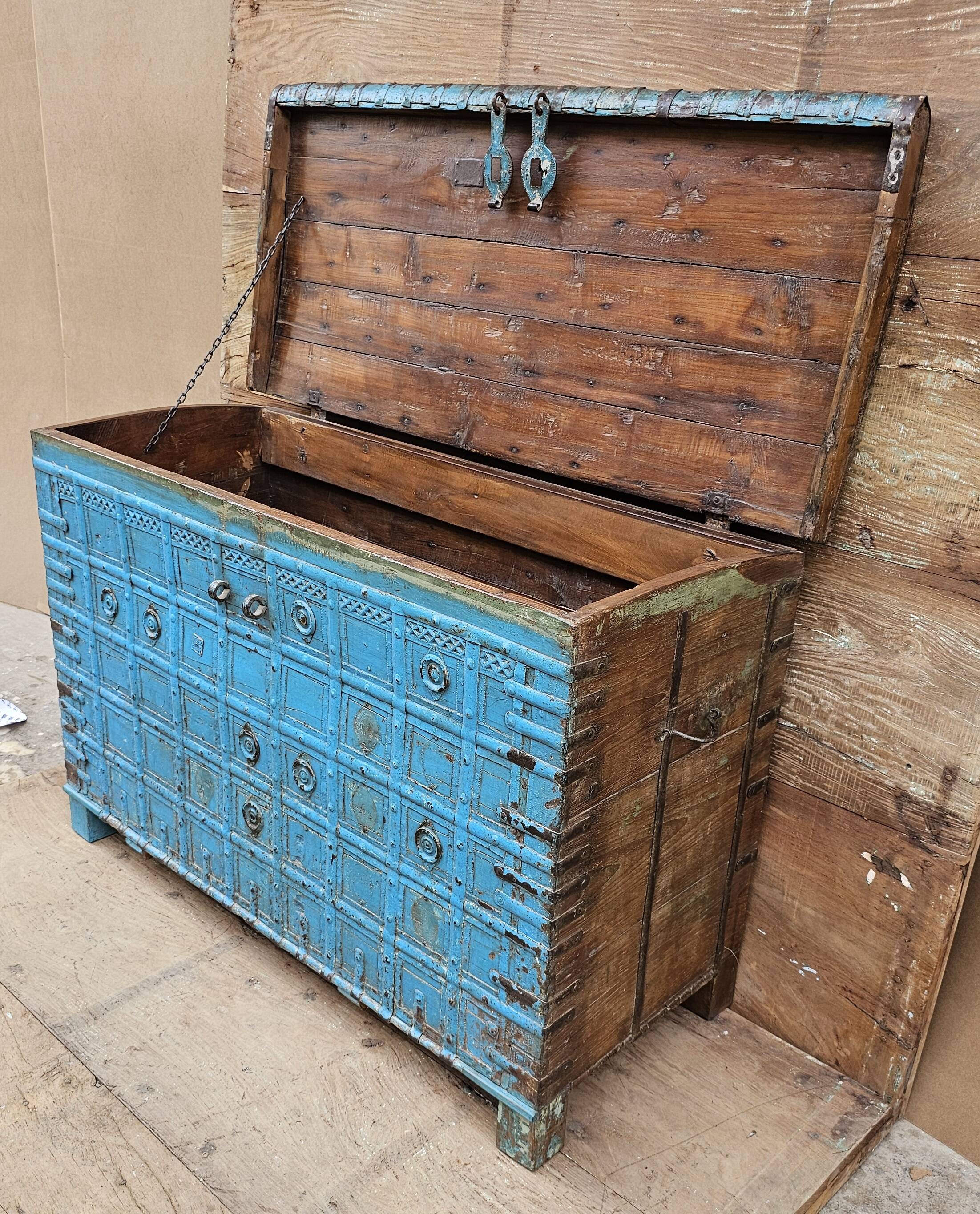Antique Burmese teak dowry chest