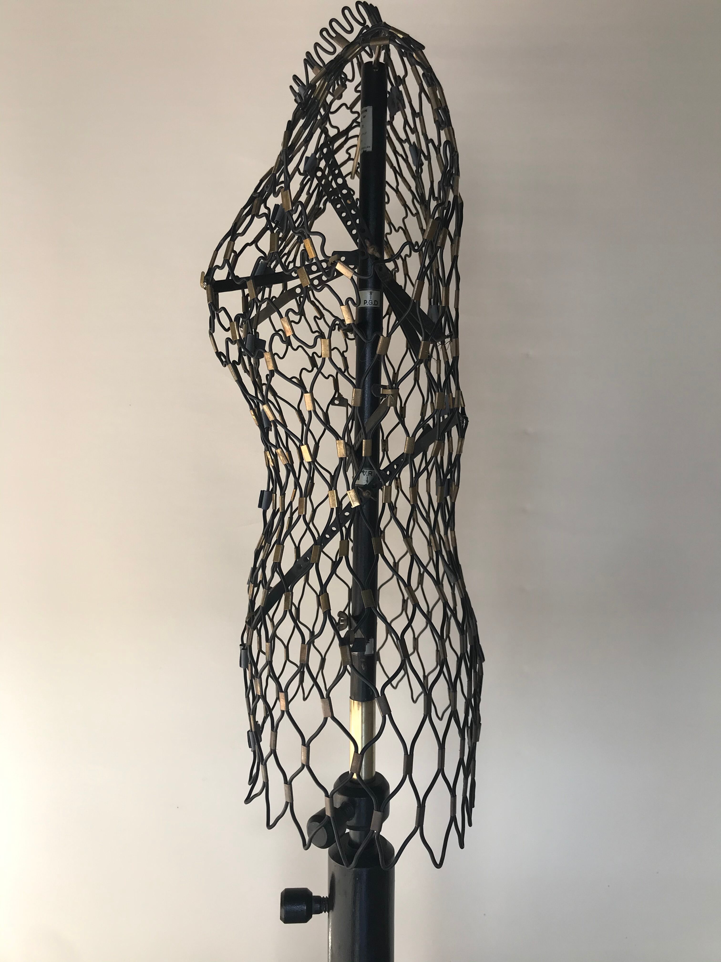 Mannequin buste couturière tripode Idéal métal et bois vintage 50