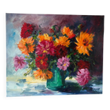 Oil on canvas "Dahlias", 1990s