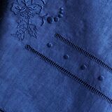 Old sheet in pure thread washed linen tinted in blue