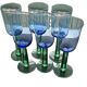 6 Verres Scandinaves Bleus et Verts Vintage Des Années 1980