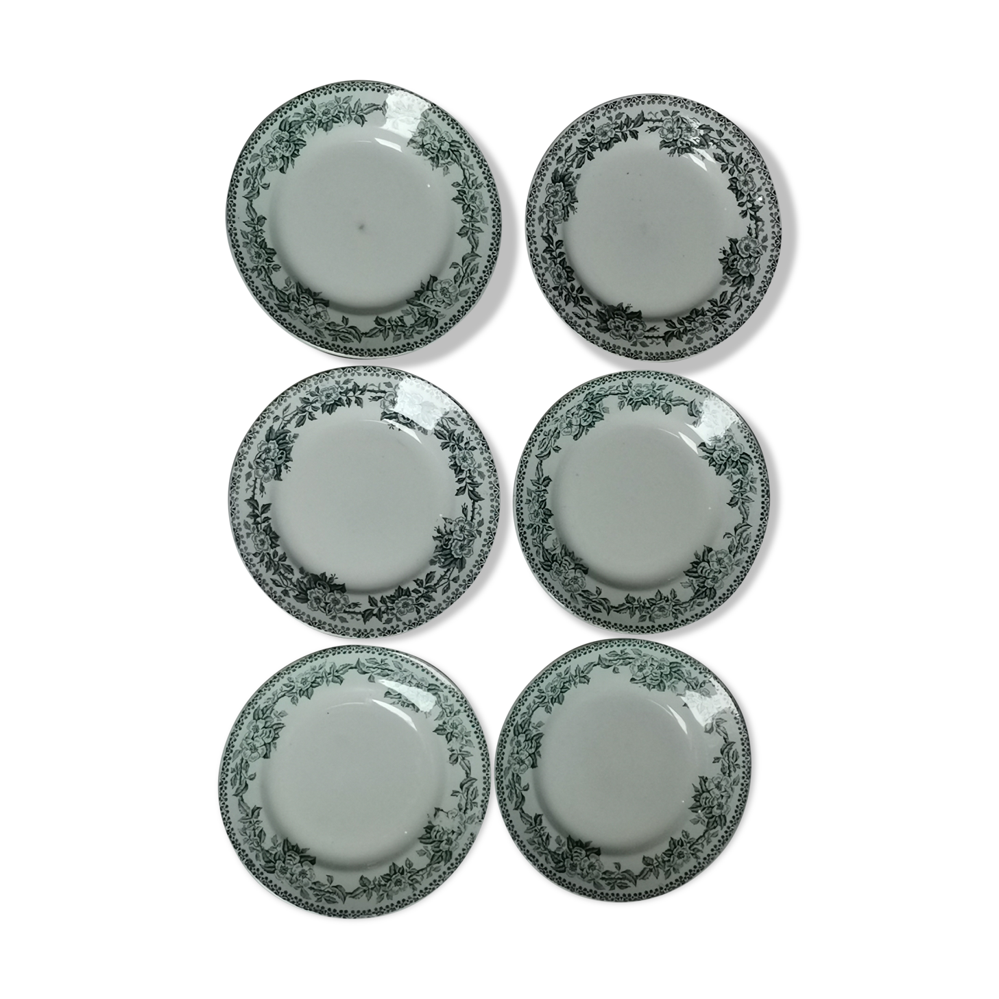 Set of 6 flat plates in iron earth Guadeloupe Saint Amand