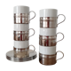 6 ceramic and metal coffee cups