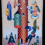 Peinture abstraite franco balleri 2008 huile sur toile