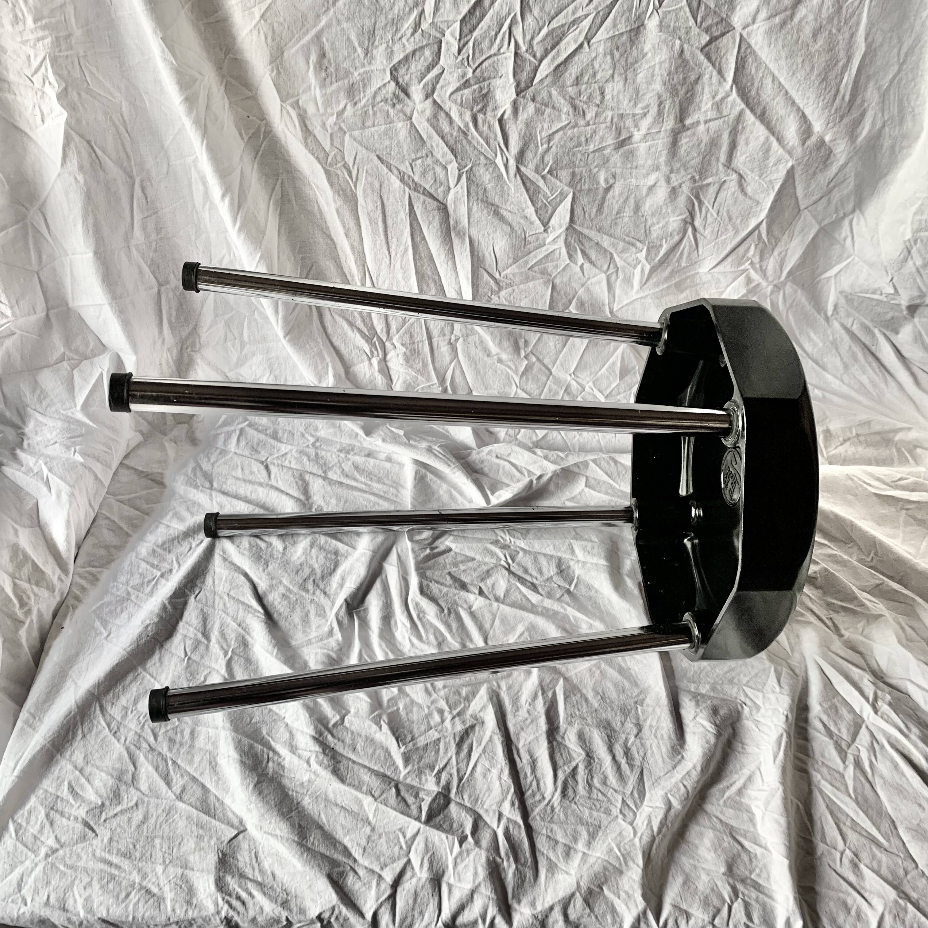Vintage stool in black Bakelite and chrome metal Supra Luxe