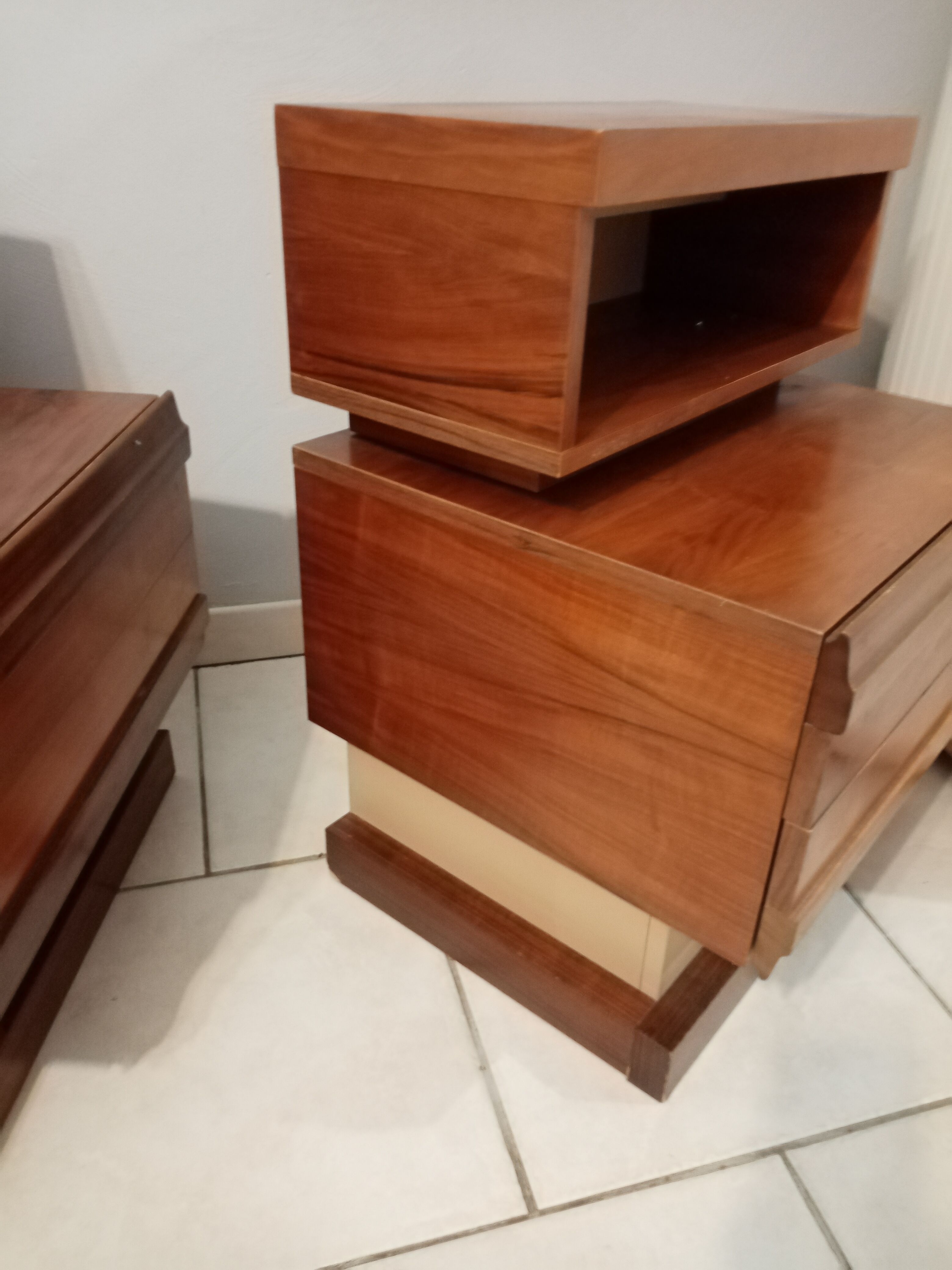 Pair bedside Scandinavian vintage teak year 70 SIMAT DUBINSKI