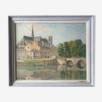 HSP painting "Amiens Cathedral from the bridge of the Cange" (Somme)