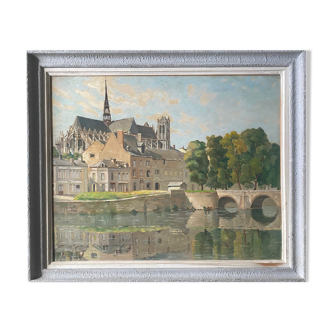 HSP painting "Amiens Cathedral from the bridge of the Cange" (Somme)