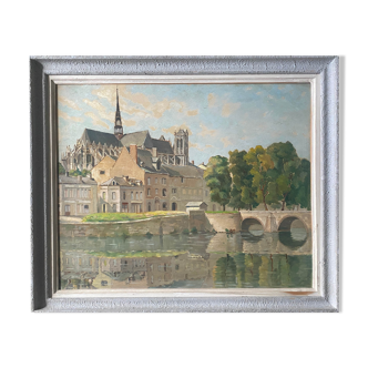 Tableau HSP "Cathédrale d'Amiens depuis le pont du Cange" (Somme)