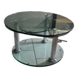 Vintage 80s 3-tier removable tempered glass coffee table