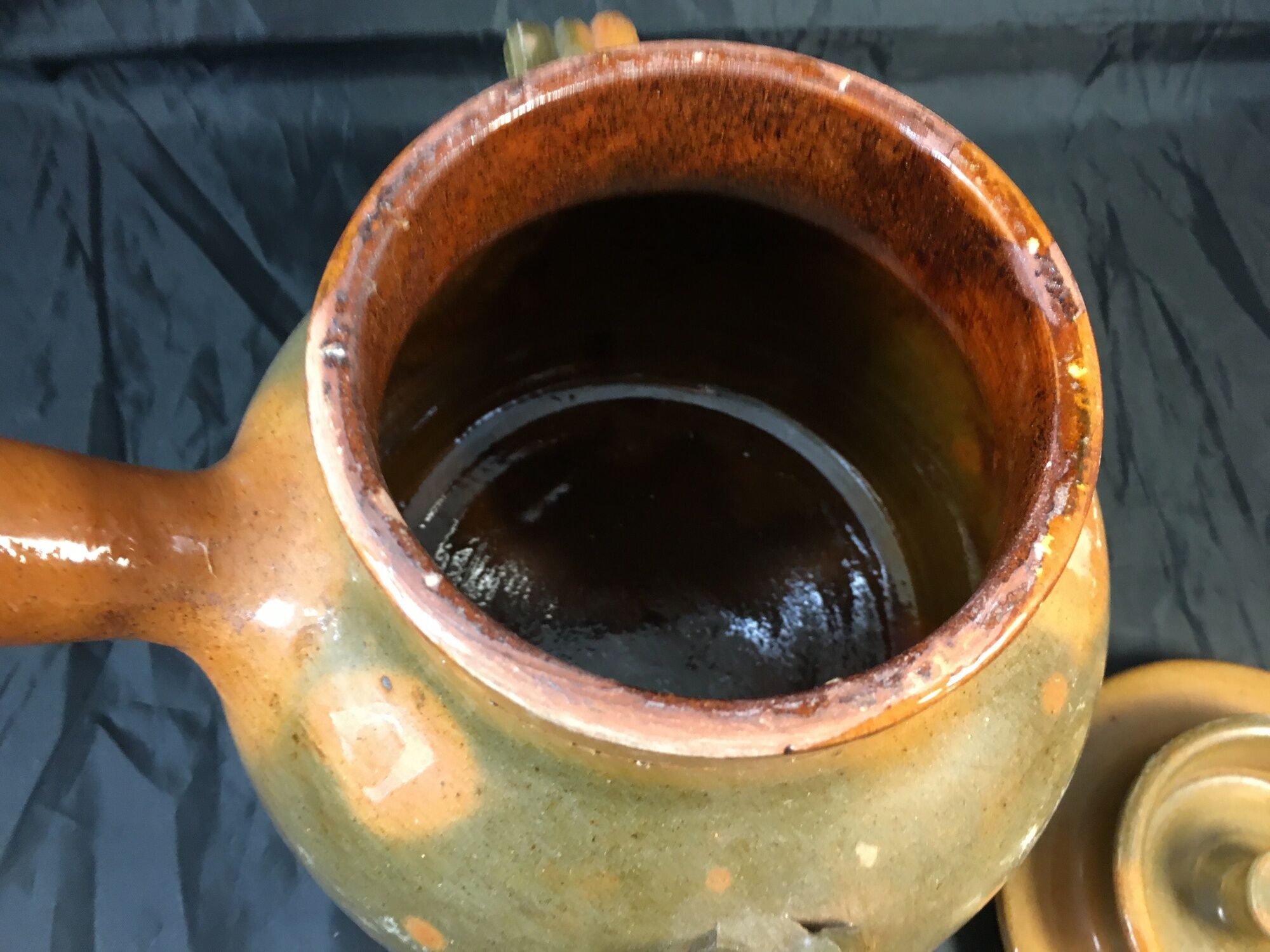 Old daubière Foucard Jourdan Vallauris glazed terracotta Provencal pottery