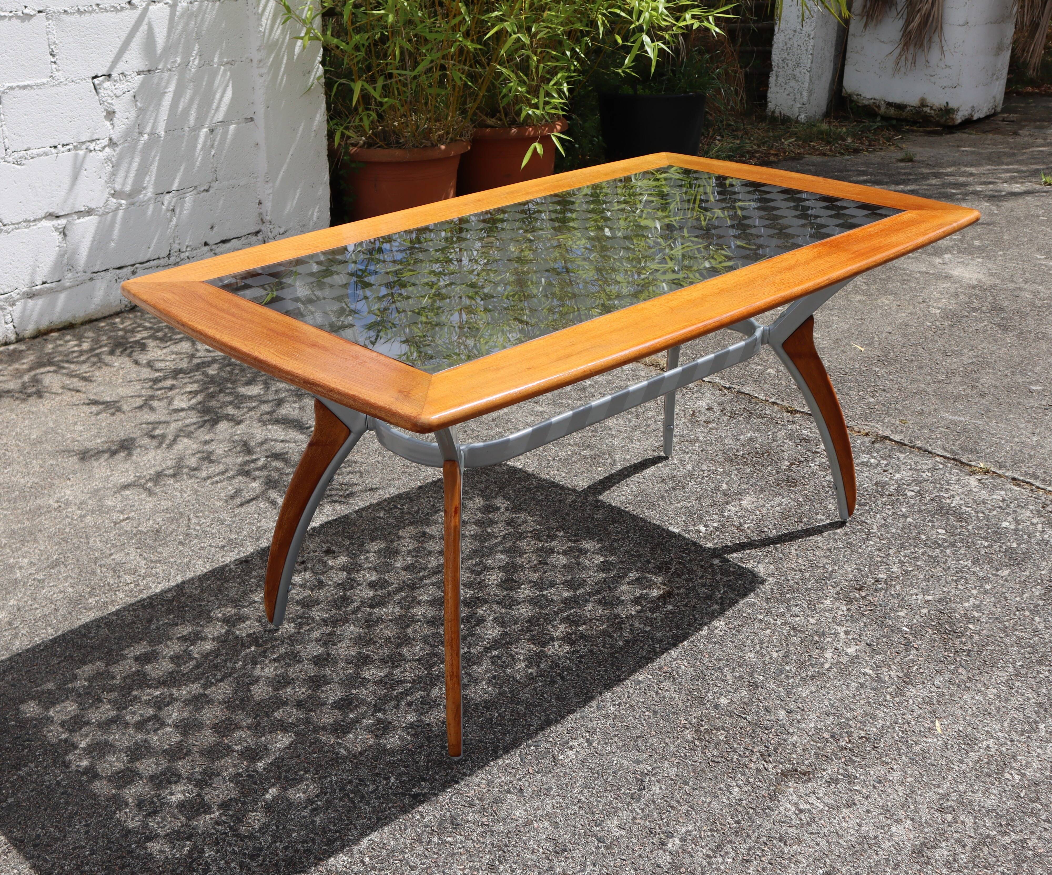 Italian Glass-Wood and Metal Dining Table - Italian Design Dinner Table - 8