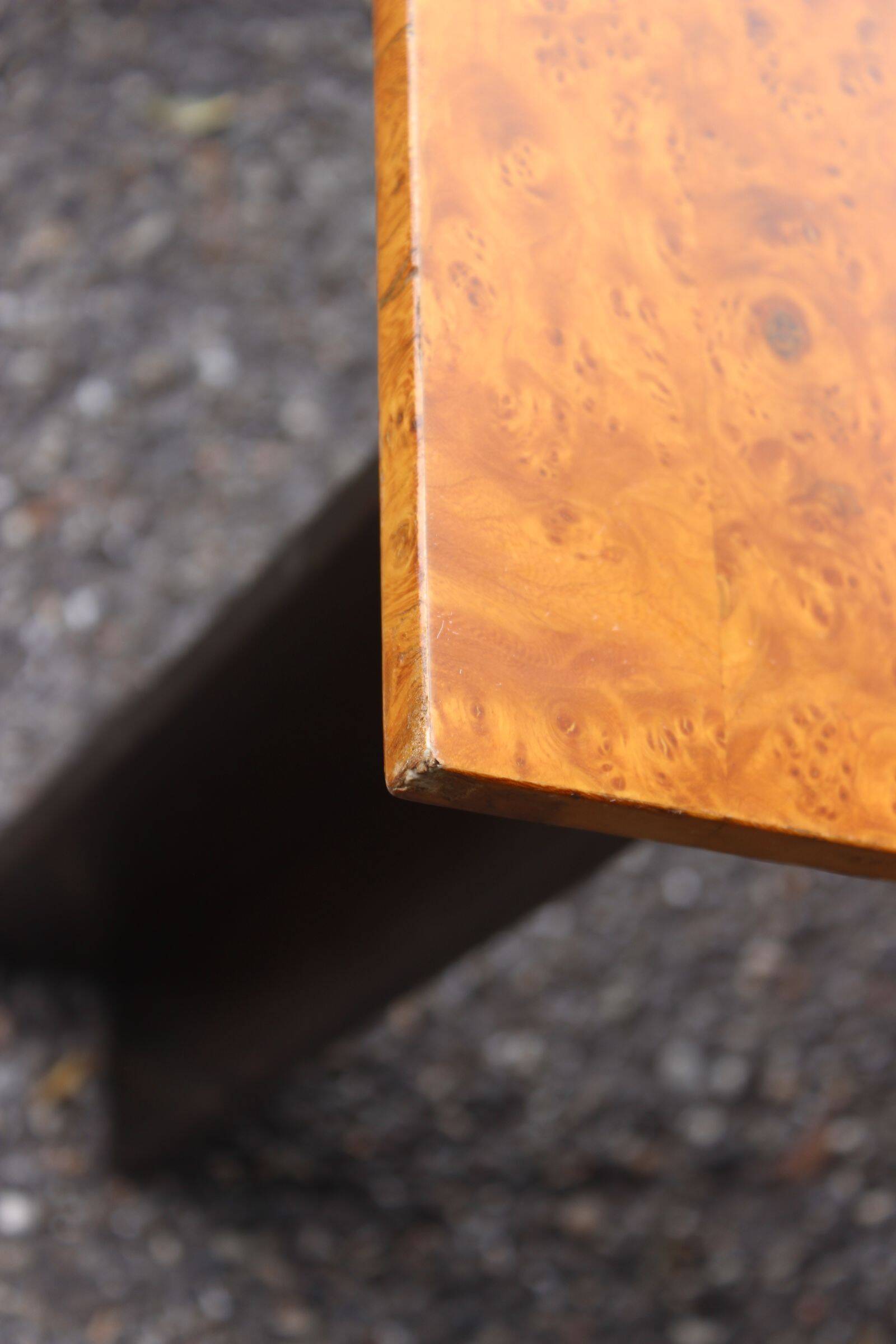 50s modernist coffee table in elm burl veneer