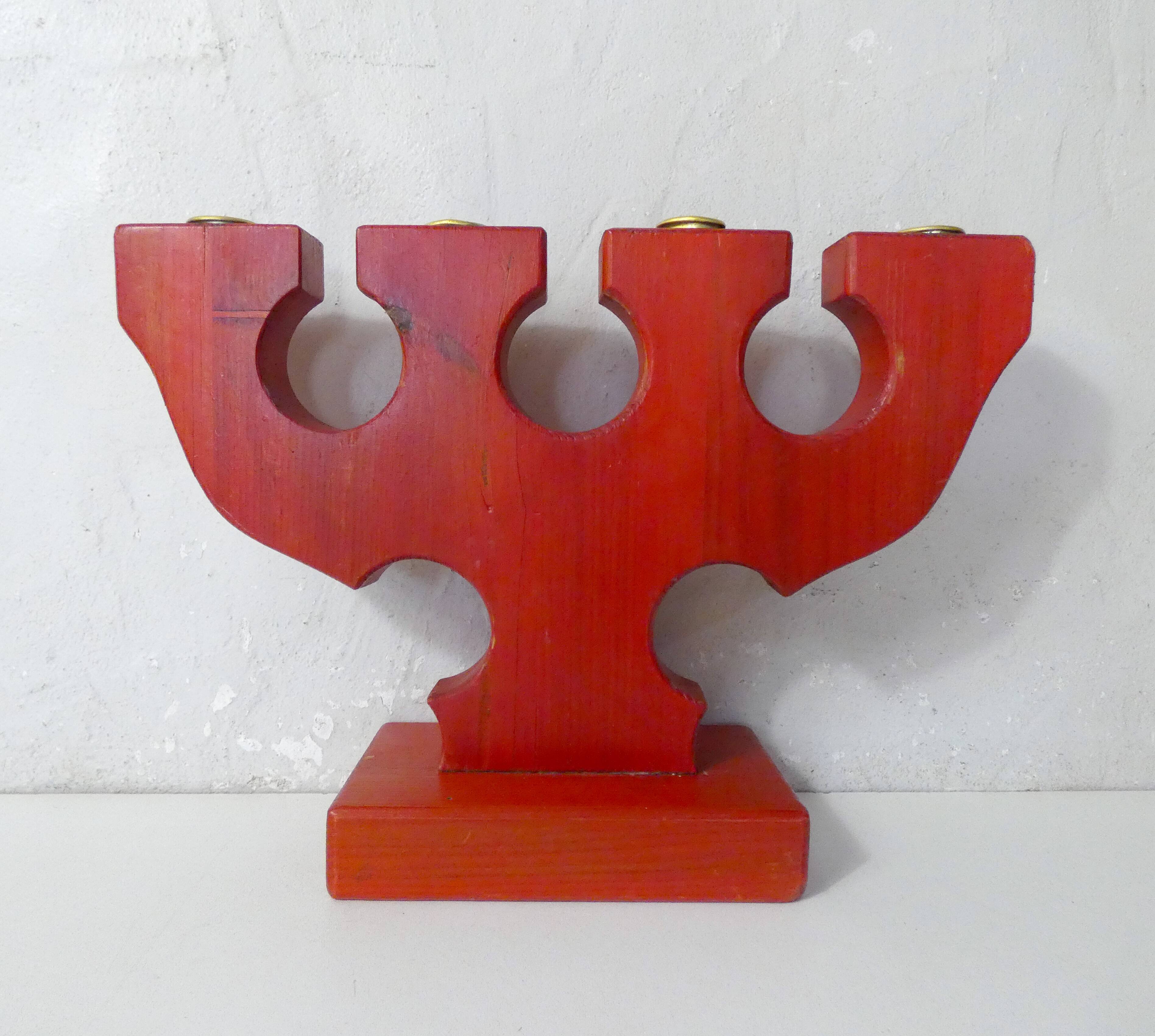vintage painted wooden candlestick Scandinavian style