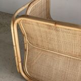 U-shaped armrest rattan armchair, grid canning