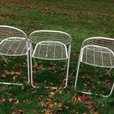 Trio of folding metal chairs
