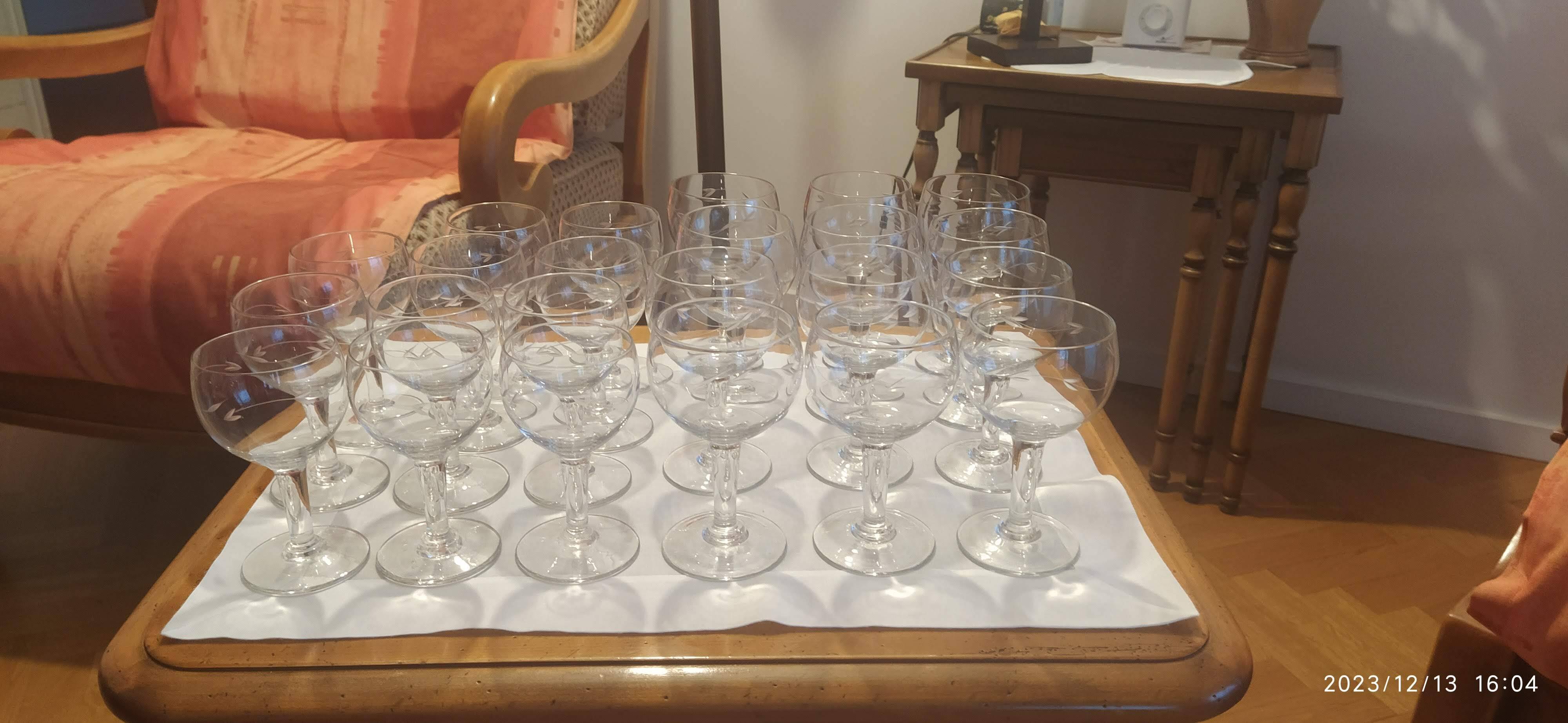 Set of water and wine glasses