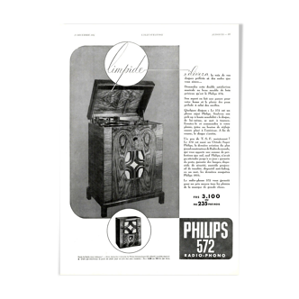 Affiche vintage années 30 Radio TSF Philips