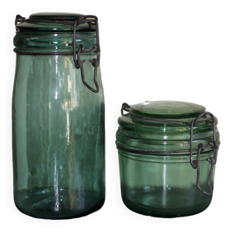 2 Bocaux l'idéale vintage vert et bleu