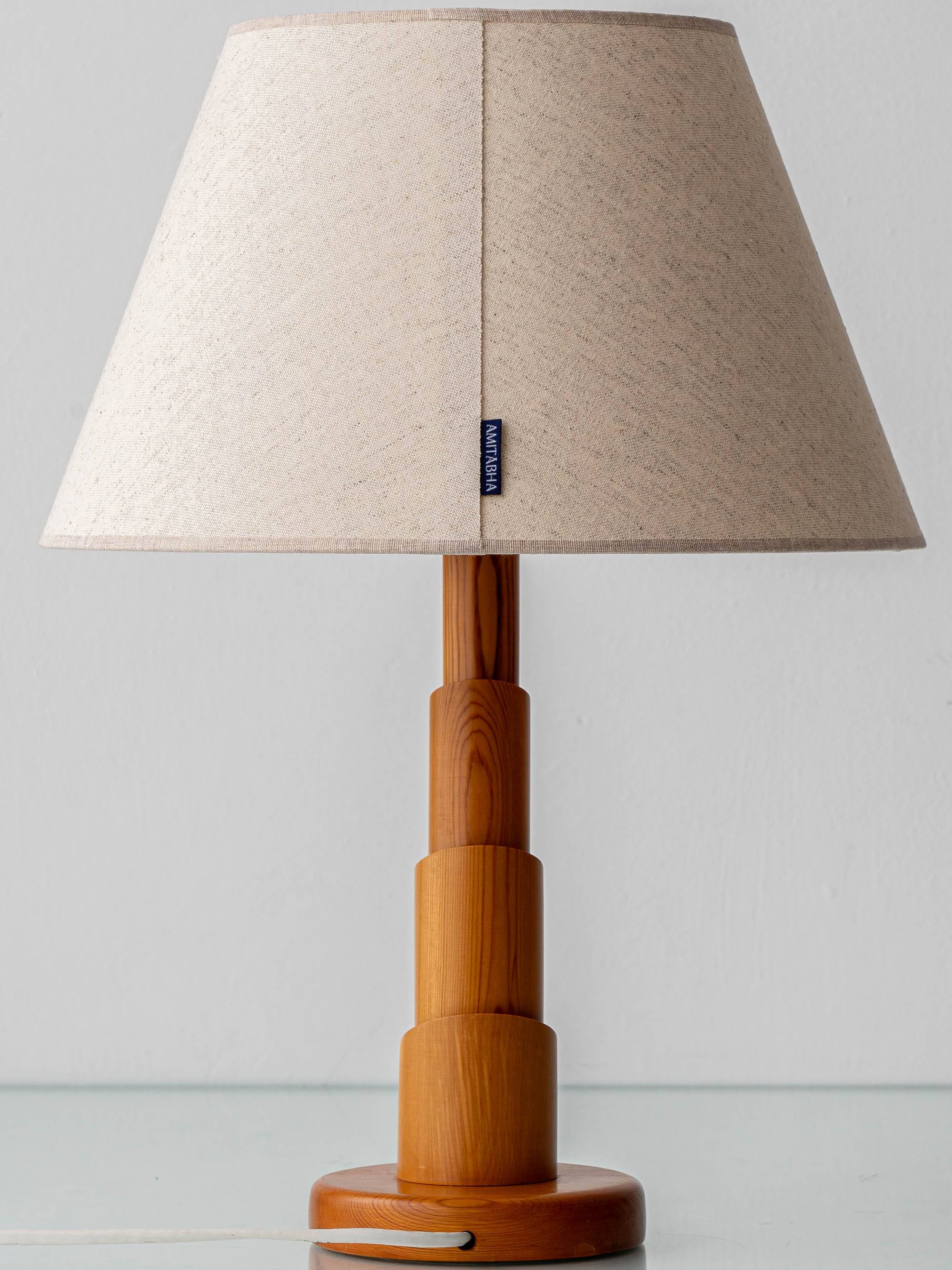 Scandinavian Modern Sculptural Solid Pine Table Lamp, circa 1970s