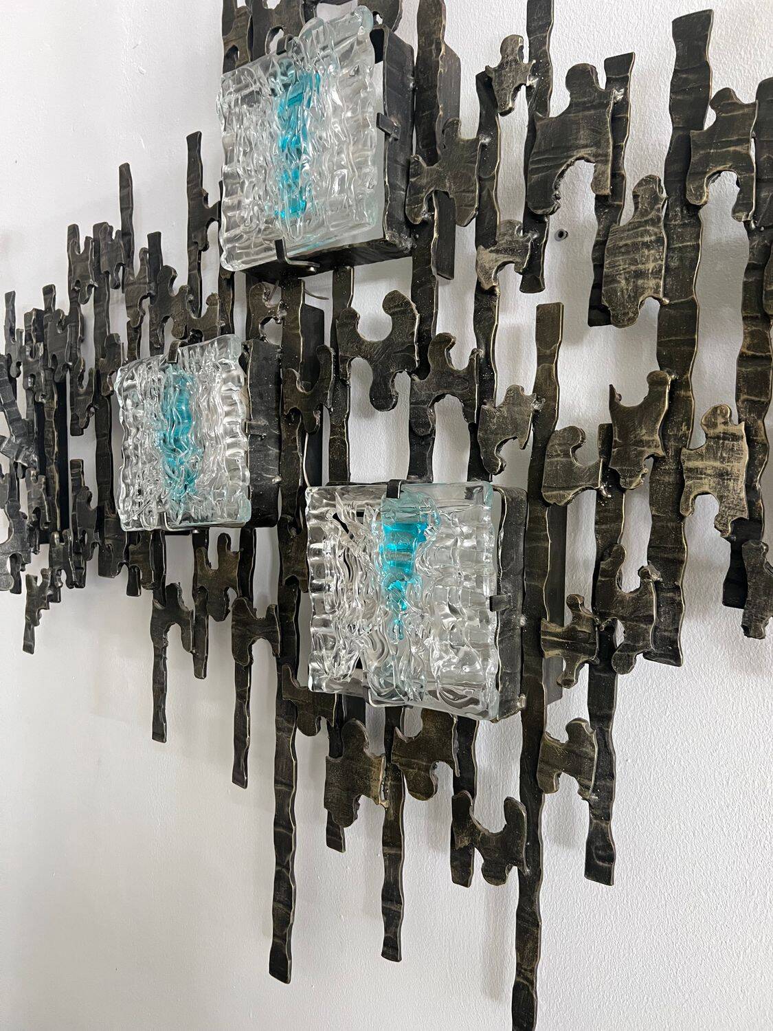 Brutalist Wall-Mounted Lamp & Coat Rack Sculpture by Angelo Brotto