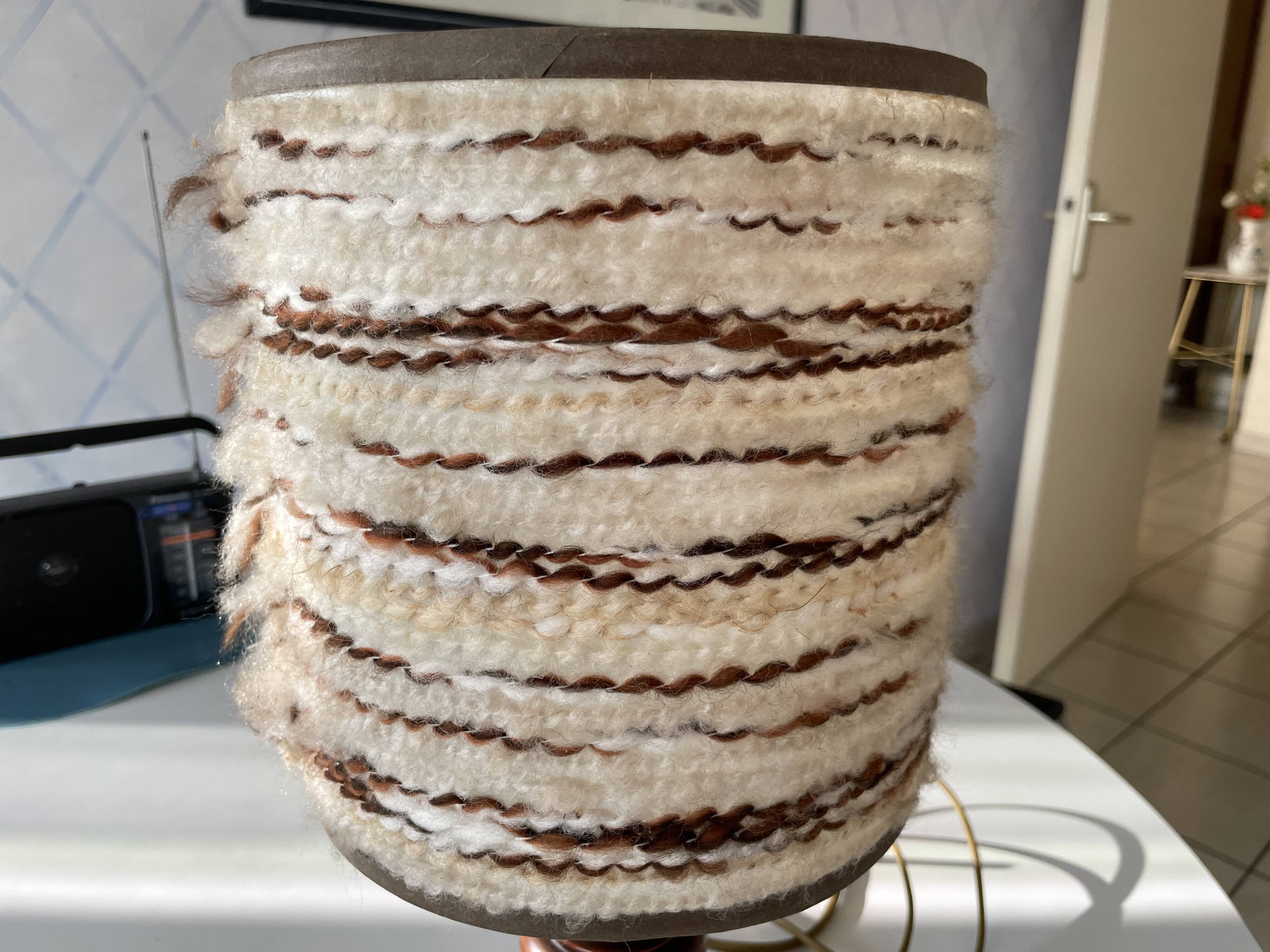 Turned wood lamp from the 1970s