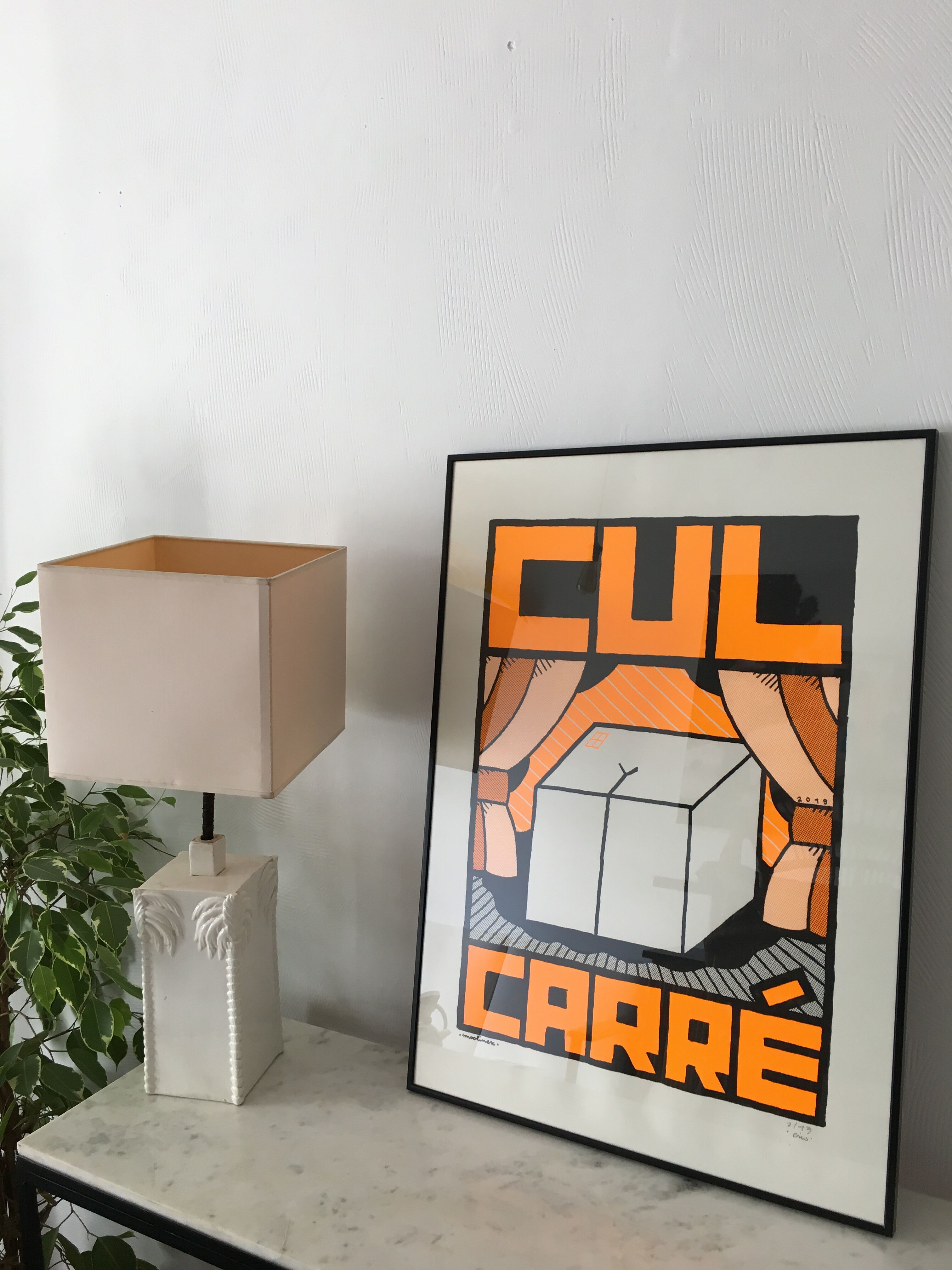 "Cul Carré" orange poster 70x50 cm handmade hand-printed numbered