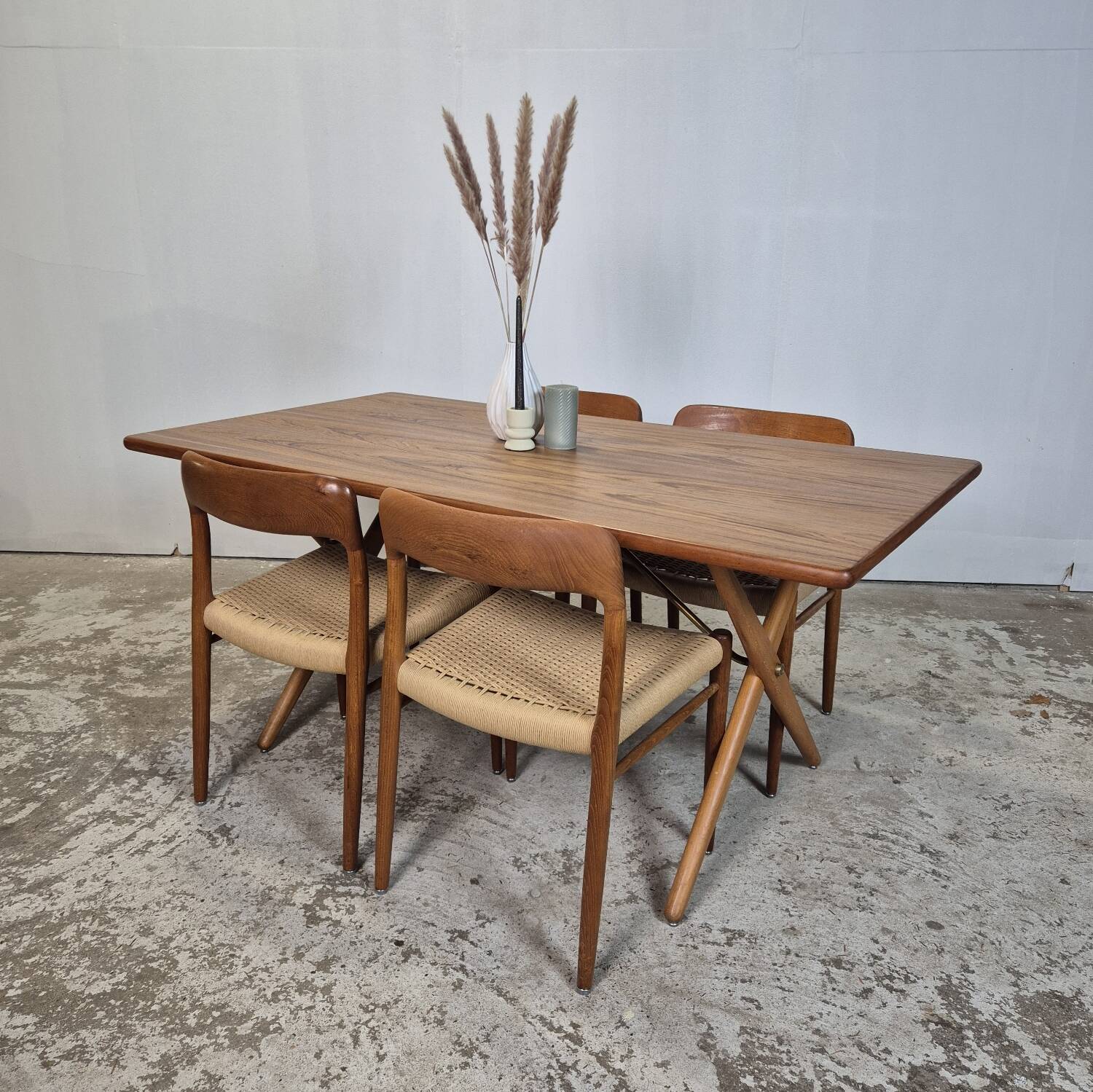 Hans Wegner, AT-303 Sawbuck vintage 1950s Danish dining table