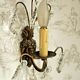 Pair vintage french ornate single wall lights with crystal drops 3138