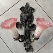 Apply 2 pink tulip Art Nouveau wall lights.