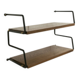 Zigzag string shelf 2 black ladders 2 teak shelves 1950 Width 47.5cm