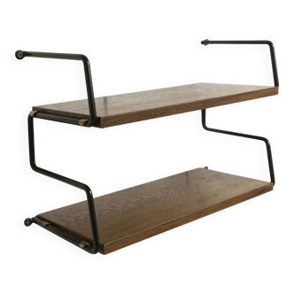 Zigzag string shelf 2 black ladders 2 teak shelves 1950 Width 47.5cm