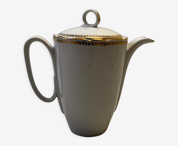 Théière porcelaine blanche et dorée