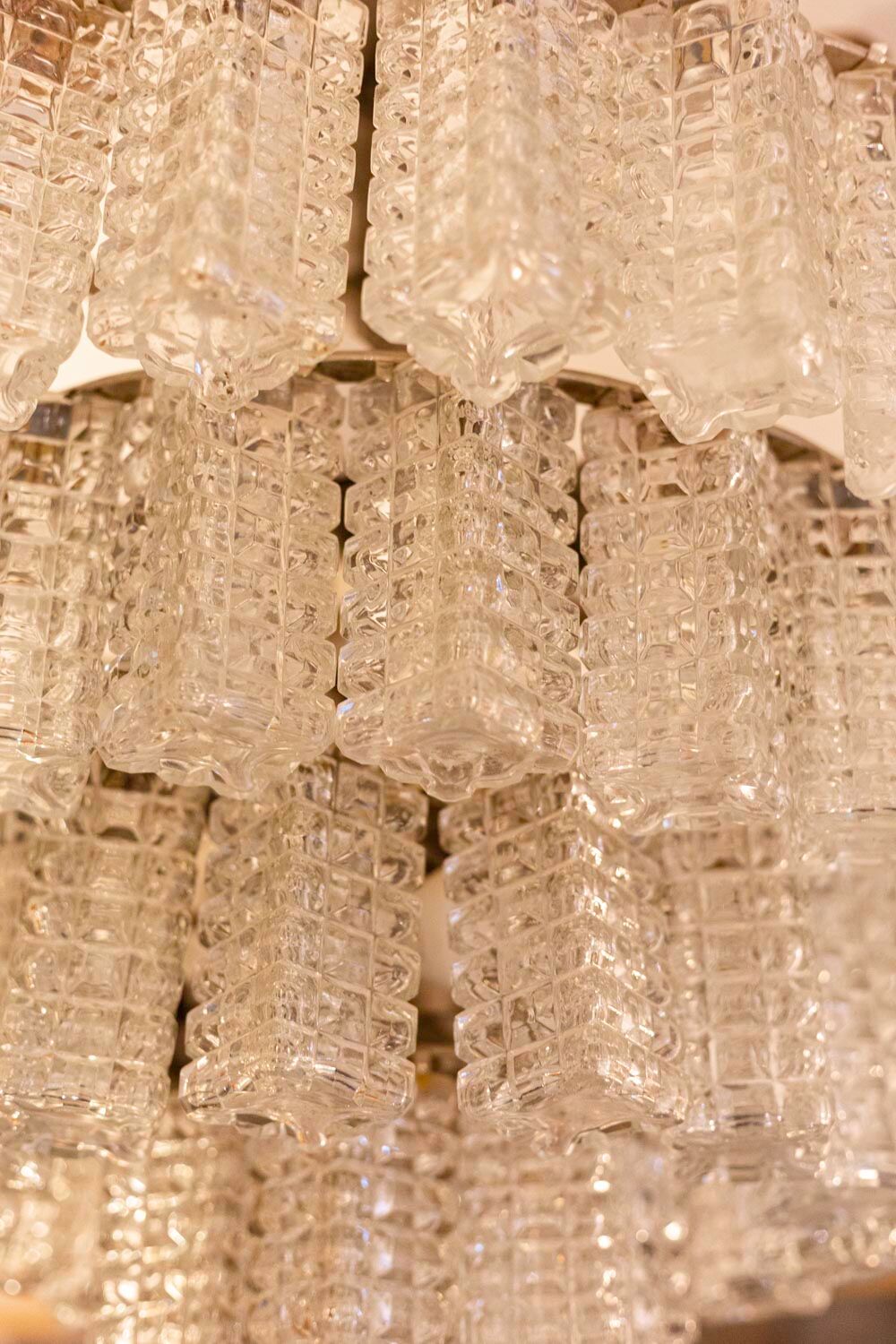 Italian parallelepiped glass chandelier, 1960s