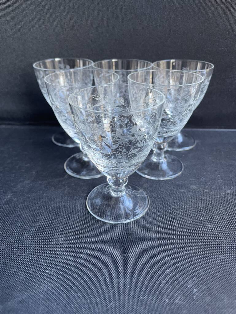 Port wine service – Blown, engraved and cut crystal – Art Deco