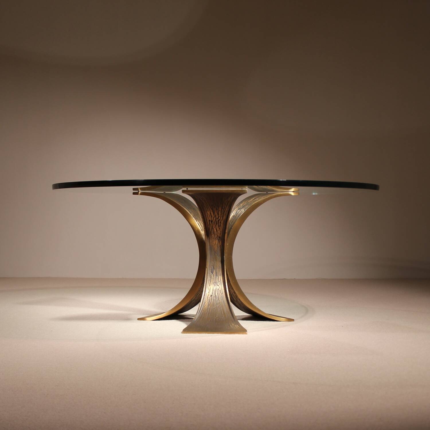 Brutalist Bronze & Glass Coffee Table | Germany 1970s