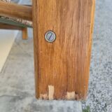 Vintage 3-seater pine sofa, Brutalist style, 1980s