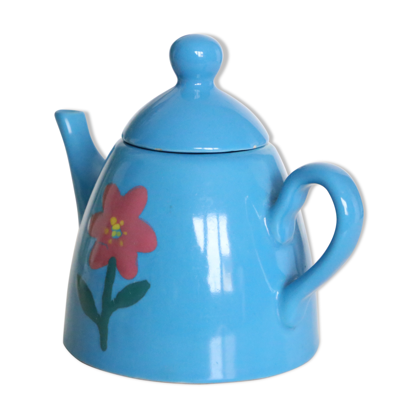 Blue ceramic teapot, vintage