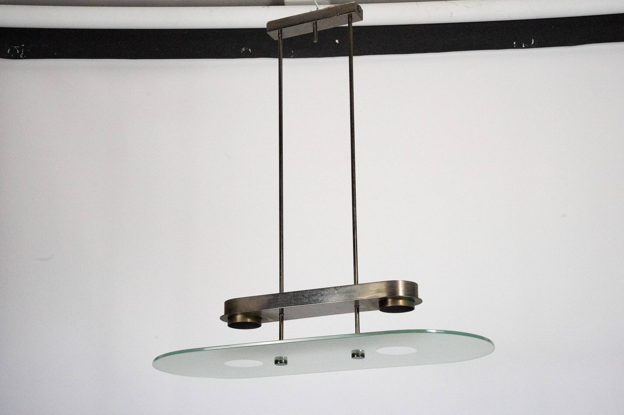 Lumi Milano Mid-Century Chandelier in Brass and Glass – Italy, 1970s