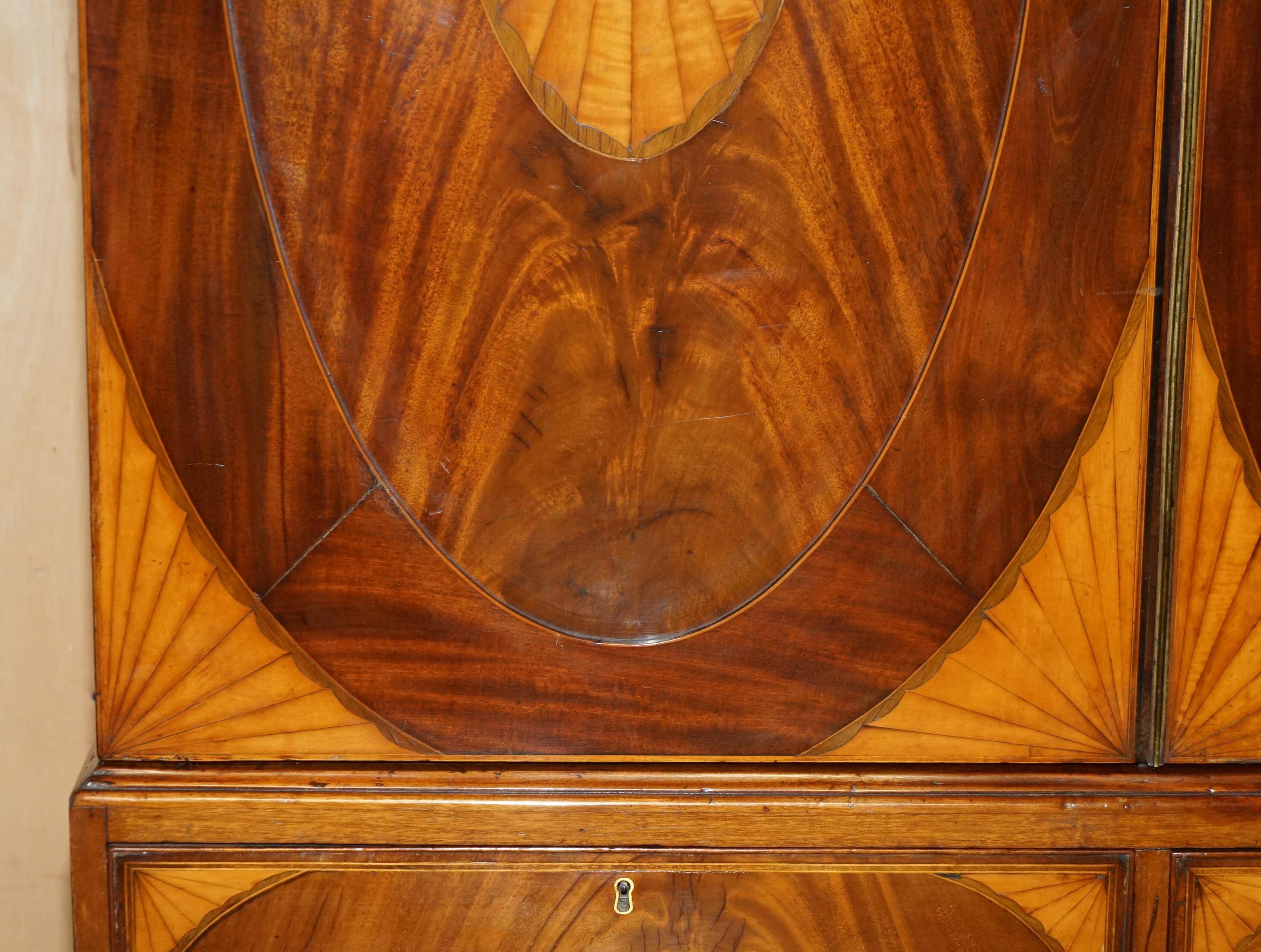 George III Sheraton linen cupboard in walnut, circa 1760.