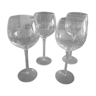 Set of 4 crystal wine glasses, engraved geometric patterns