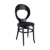 Chaise "mouette" Baumann en bois et skaï noir