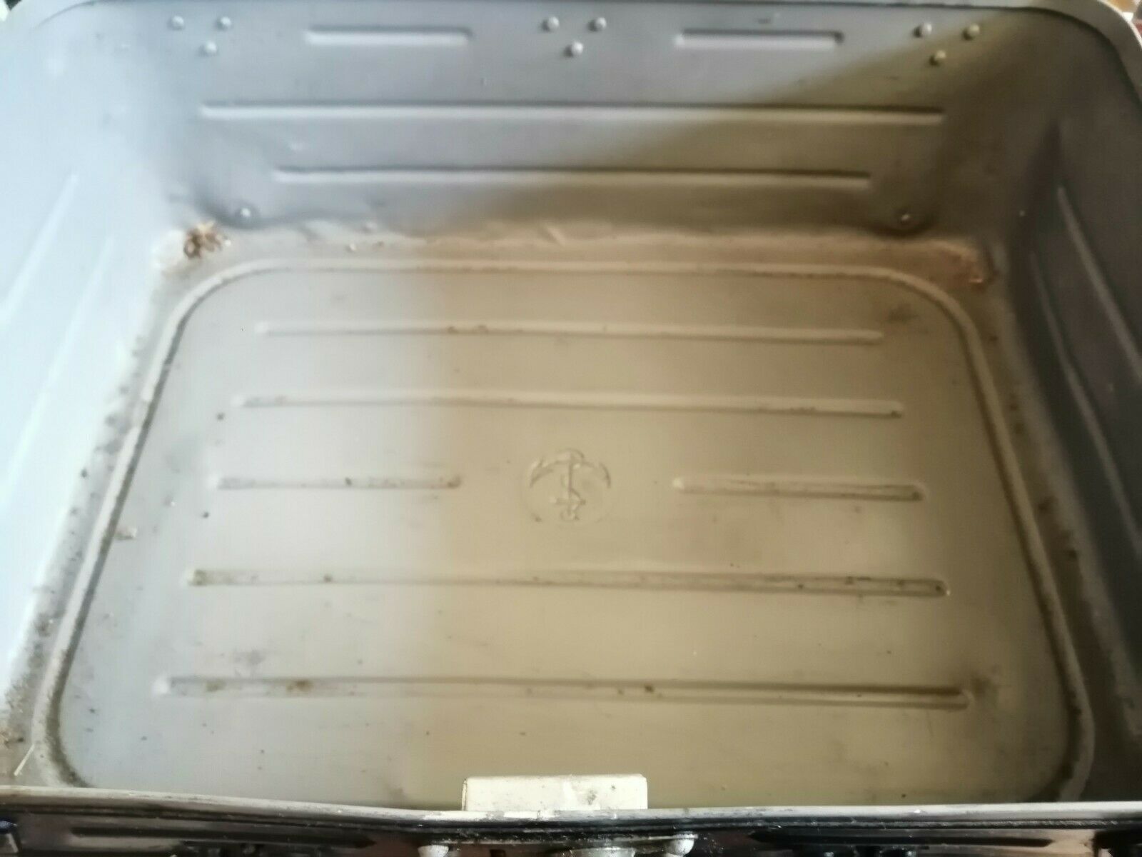 Beautiful old suitcase Vintage 1970s in marine metal army boat captain
