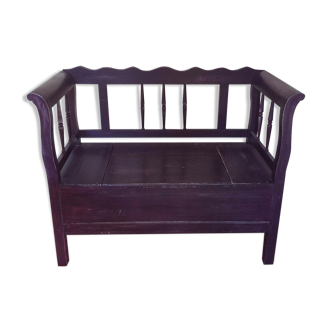 patinated wooden chest bench