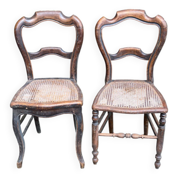 2 chaises cannées Louis Philippe du 18ème